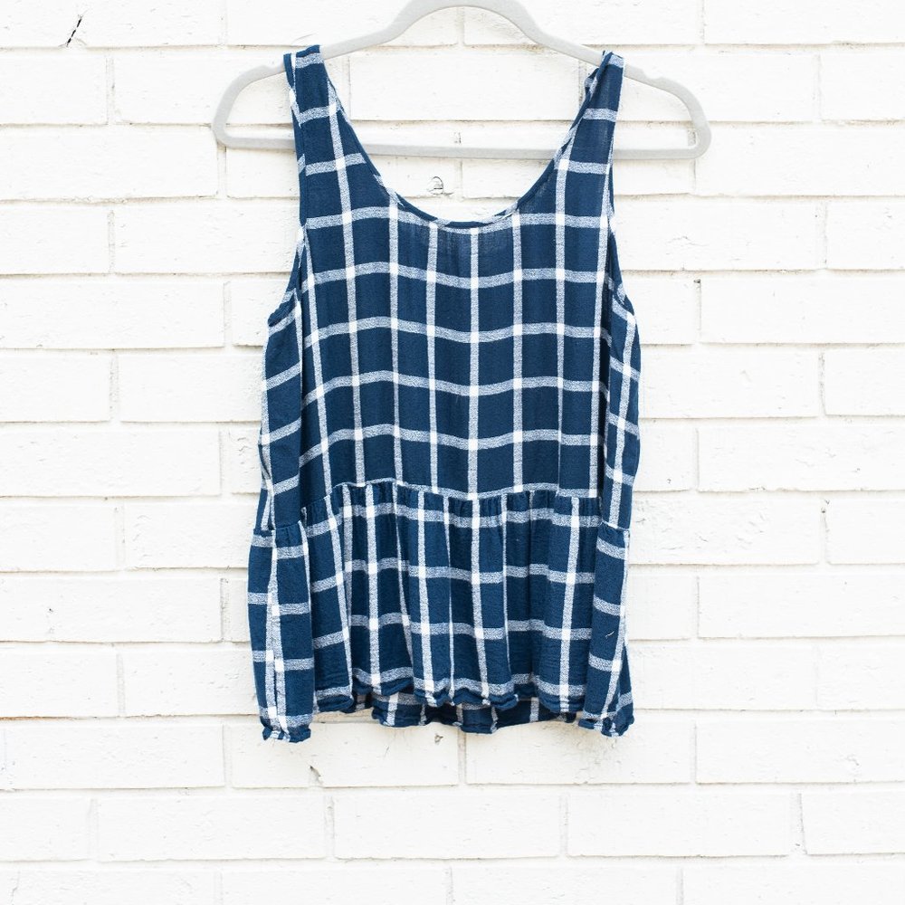 Blue flowey peplum tank